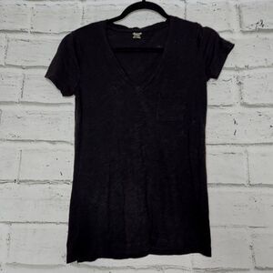 Madewell Women's Solid Black Short-Sleeved T-Shirt Size XXS With Pocket